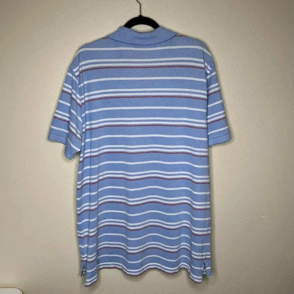 Brooks Brothers Performance Polo Blue White Stripe Slim Fit Shirt Cotton Men XXL